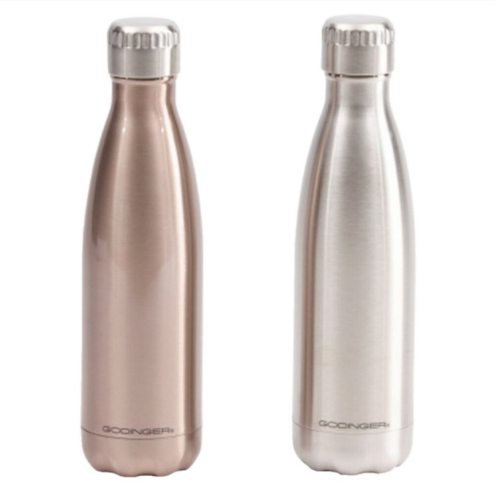 Set of 2 Godinger Stainless Steel Insulated Hot or Cold Bottles